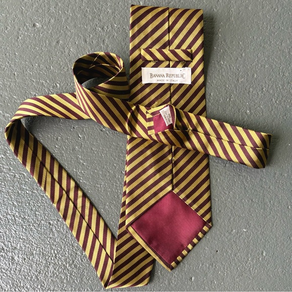 BANANA REPUBLIC 100% Italian Silk Made In Italy Diagonal Stripe Vintage Necktie - Picture 3 of 5